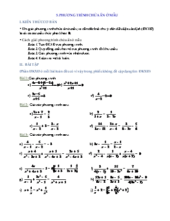 Bài tập Đại số Lớp 8 - Phương trình chứa ẩn ở mẫu (Có lời giải)