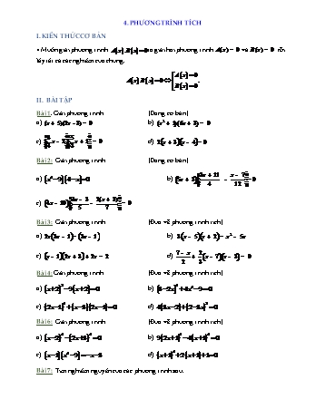Bài tập Đại số Lớp 8 - Phương trình tích (Có lời giải)