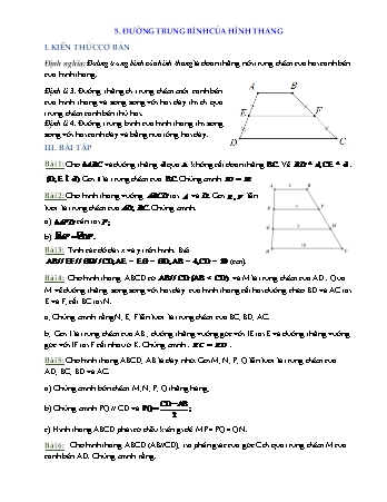 Bài tập Hình học Lớp 8 - Đường trung bình của hình thang (Có lời giải)