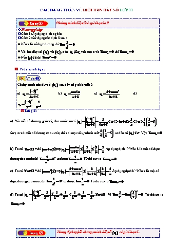 Bài tập Toán Lớp 11 - Dạng bài: Giới hạn dãy số (Có lời giải)