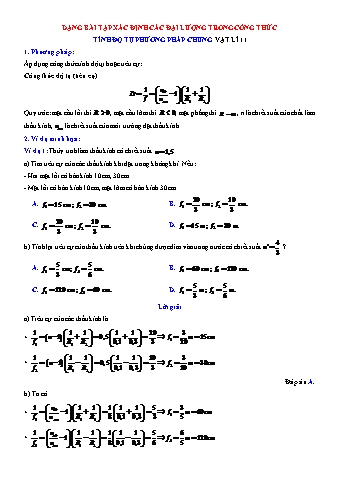 Bài tập Vật lí Lớp 11 - Dạng bài: Xác định các đại lượng trong công thức (Có lời giải)