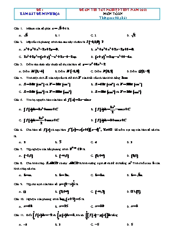 Bộ đề ôn thi Tốt nghiệp THPT môn Toán - Năm học 2022 (Có lời giải chi tiết)