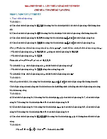 Chuyên đề Đại số Lớp 6 - Chuyên đề 2: Lũy thừa với số mũ tự nhiên - Chủ đề 6: Tìm chữ số tận cùng (Có lời giải chi tiết)