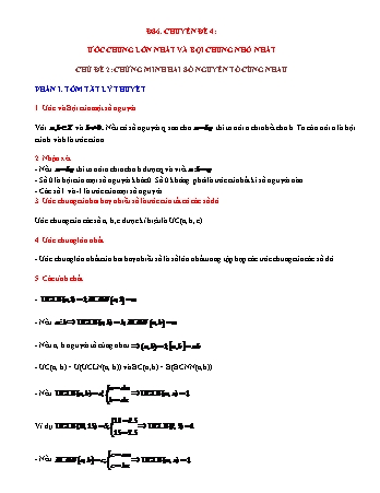 Chuyên đề Đại số Lớp 6 - Chuyên đề 4: Ước chung lớn nhất và bội chung nhỏ nhất - Chủ đề 2: Chứng minh hai số nguyên tố cùng nhau (Có lời giải chi tiết)