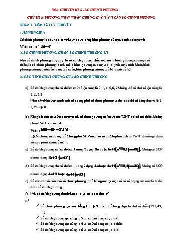 Chuyên đề Đại số Lớp 6 - Chuyên đề 6: Số chính phương - Chủ đề 3: Phương pháp phản chứng giải bài toán số chính phương (Có lời giải chi tiết)