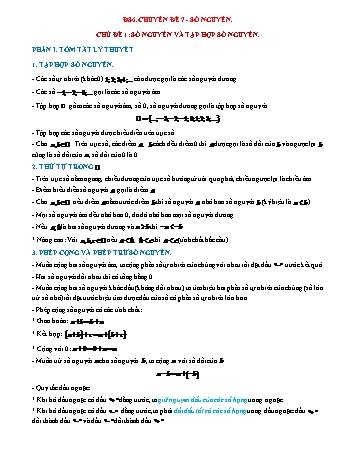 Chuyên đề Đại số Lớp 6 - Chuyên đề 7: Số nguyên - Chủ đề 1: Số nguyên và tập hợp số nguyên (Có lời giải chi tiết)