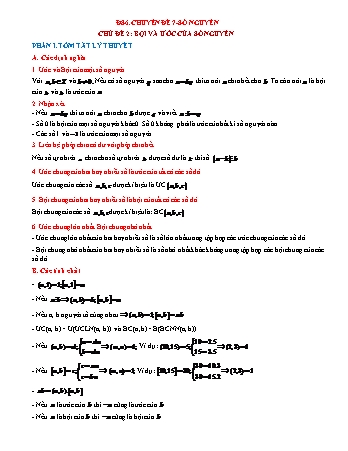 Chuyên đề Đại số Lớp 6 - Chuyên đề 7: Số nguyên - Chủ đề 2: Bội và ước của số nguyên (Có lời giải chi tiết)