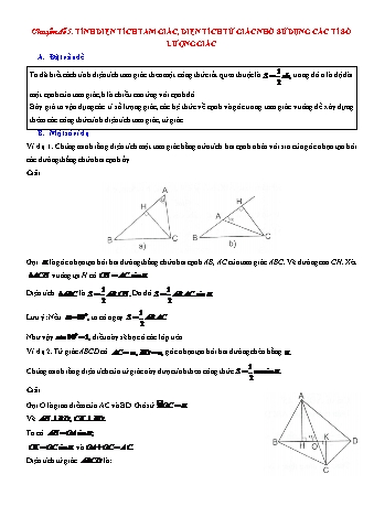 Chuyên đề Hình học Lớp 9 - Chuyên đề 5: Tính diện tích tam giác, diện tích tứ giác nhờ sử dụng các tỉ số lượng giác