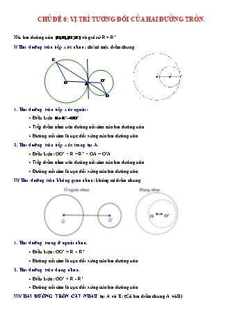 Chuyên đề Hình học Lớp 9 - Chuyên đề 6: Vị trí tương đối của hai đường tròn