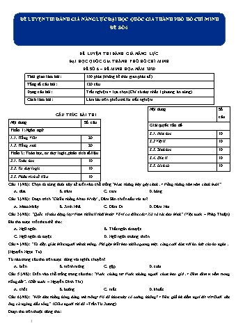 Đề luyện thi đánh giá năng lực Đại học Quốc gia Thành phố Hồ Chí Minh - Đề 6 - Năm học 2022 (Có đáp án)