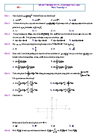 Đề ôn thi học kì 2 môn Toán Lớp 12 - Đề 1 - Năm học 2021-2022 (Có lời giải chi tiết)