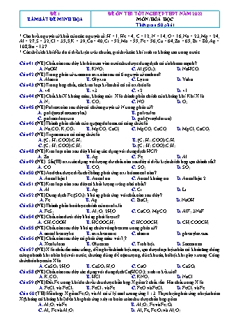Đề ôn thi Tốt nghiệp THPT môn Hóa học - Đề 1 - Năm học 2022 (Có lời giải chi tiết)