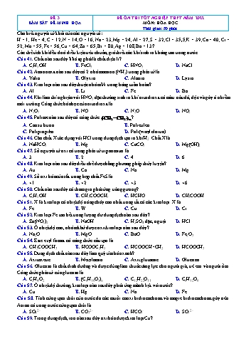 Đề ôn thi Tốt nghiệp THPT môn Hóa học - Đề 3 - Năm học 2022 (Có lời giải chi tiết)