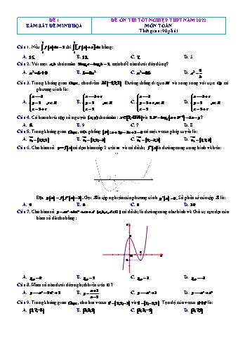 Đề ôn thi Tốt nghiệp THPT môn Toán - Đề 1 - Năm học 2022 (Có đáp án)