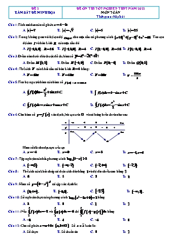 Đề ôn thi Tốt nghiệp THPT môn Toán - Đề 2 - Năm học 2022 (Có lời giải chi tiết)
