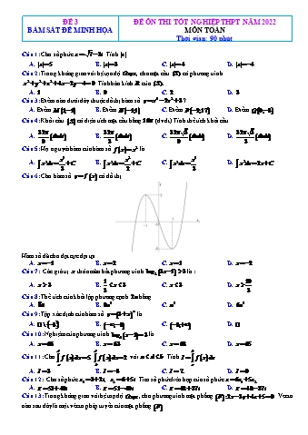 Đề ôn thi Tốt nghiệp THPT môn Toán - Đề 3 - Năm học 2022 (Có lời giải chi tiết)