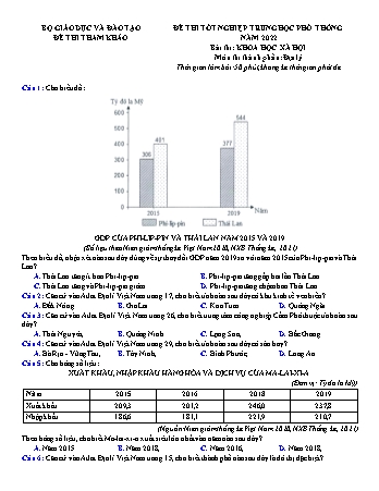 Đề tham khảo thi Tốt nghiệp THPT Khoa học xã hội - Môn: Địa lí - Năm học 2022 (Có đáp án)