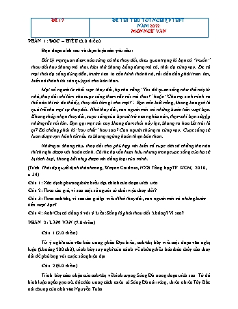 Đề thi thử Tốt nghiệp THPT môn Ngữ văn - Đề 17 - Năm học 2022 (Có hướng dẫn chấm)