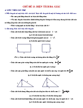 Giáo án dạy thêm Hình học Lớp 8 - Chủ đề 10: Diện tích đa giác