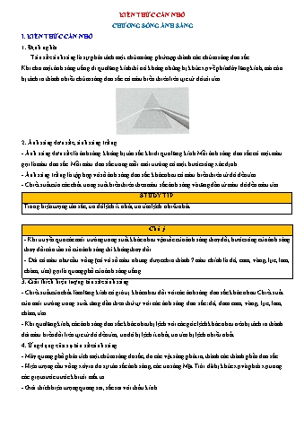 Kiến thức cần nhớ Vật lí Lớp 12 - Sóng ánh sáng