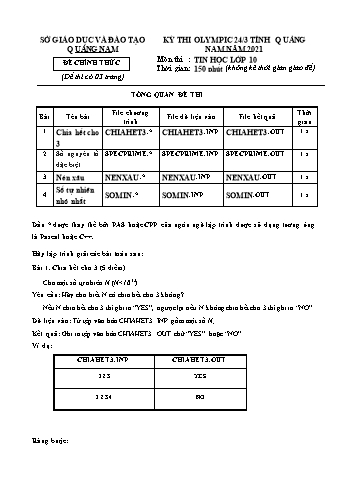 Kỳ thi Olympic 24/3 tỉnh Quảng Nam môn Tin học Lớp 10 - Năm học 2021-2022 - Sở GD&ĐT Quảng Nam (Có đáp án)