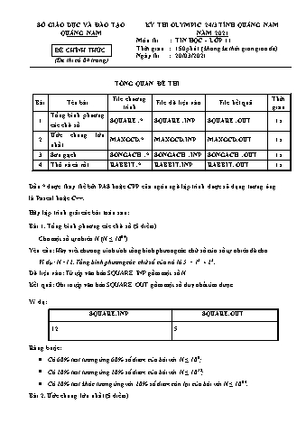 Kỳ thi Olympic 24/3 tỉnh Quảng Nam môn Tin học Lớp 11 - Năm học 2021-2022 - Sở GD&ĐT Quảng Nam (Có đáp án)