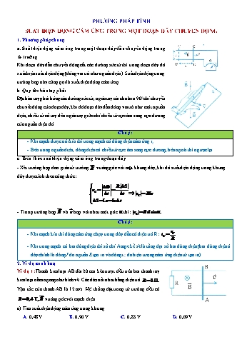 Lý thuyết và Bài tập Vật lí Lớp 11 - Phương pháp tính suất điện động cảm ứng trong một đoạn dây chuyển động (Có lời giải)