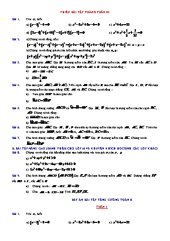 Phiếu bài tập Toán Lớp 8 - Tuần 3 (Có lời giải chi tiết)