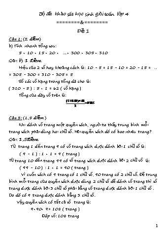 Bộ đề khảo sát học sinh giỏi môn Toán Lớp 4