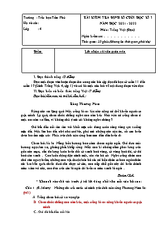 Đề kiểm tra định kì cuối học kì I môn Tiếng Việt Lớp 4 - Năm học 2021-2022 - Trường TH Trần Phú (Có đáp án)