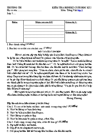 Đề kiểm tra định kì cuối học kì II môn Tiếng Việt Lớp 5 (Có đáp án)