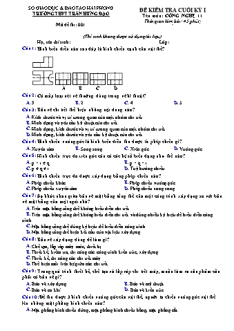 2 Đề kiểm tra cuối học kì I Công nghệ 11 - Trường THPT Trần Hưng Đạo (Có đáp án)
