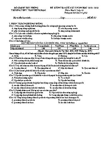 Đề kiểm tra giữa học kì II Địa lí 10 - Mã đề 02 - Năm học 2022-2023 - Trường THPT Trần Hưng Đạo (Có đáp án + Ma trận)
