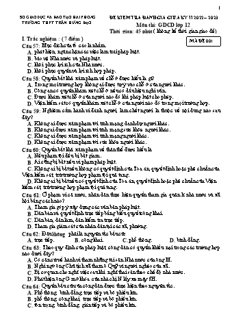 Đề kiểm tra giữa học kì II GDCD 12 - Mã đề 001 - Năm học 2022-2023 - Trường THPT Trần Hưng Đạo (Có đáp án + Ma trận)
