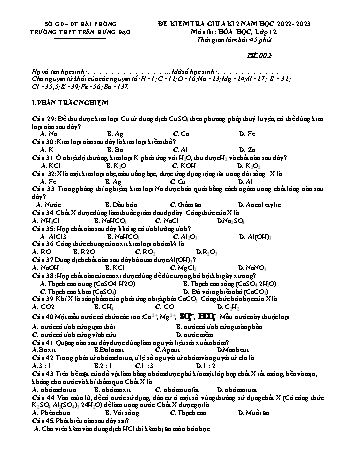Đề kiểm tra giữa học kì II Hóa học 12 - Mã đề 002 - Năm học 2022-2023 - Trường THPT Trần Hưng Đạo (Có đáp án + Ma trận)