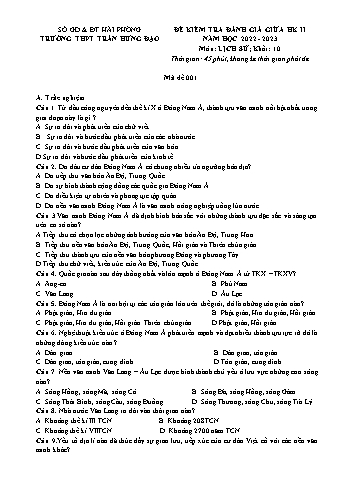 Đề kiểm tra giữa học kì II Lịch sử 10 - Mã đề 001 - Năm học 2022-2023 - Trường THPT Trần Hưng Đạo (Có đáp án + Ma trận)