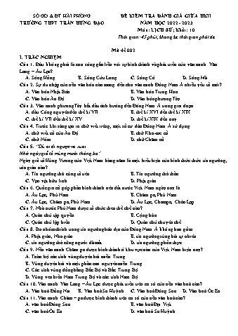 Đề kiểm tra giữa học kì II Lịch sử 10 - Mã đề 002 - Năm học 2022-2023 - Trường THPT Trần Hưng Đạo (Có đáp án + Ma trận)