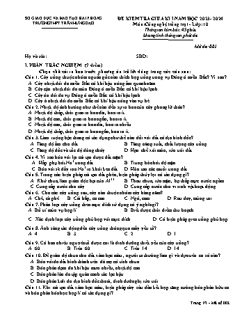 Đề kiểm tra giữa kì I Công nghệ 10 - Mã đề 002 - Năm học 2023-2024 - Trường THPT Trần Hưng Đạo (Có đáp án + Ma trận)